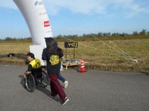 富山マラソンのゴールの瞬間①